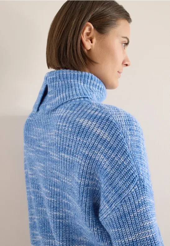 Cecil Damen Space Dye Rollkragenpullover in Blau, Gr: XXL