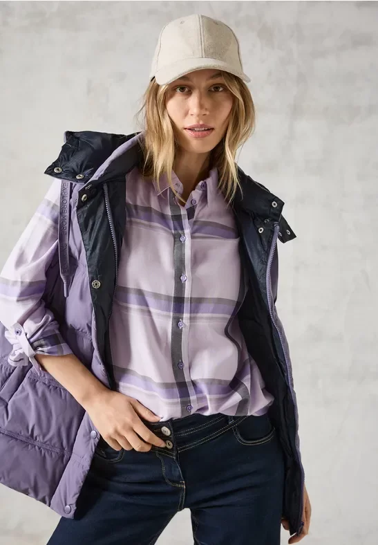 Thumbnail - Cecil Damen Karierte Bluse in Lila, Gr: XL