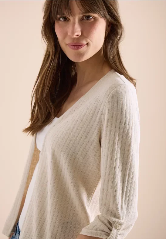 Cecil Damen 3/4-Arm Jacke in Strick-Optik in Beige, Gr: S