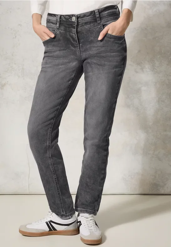 Cecil Damen Thermo Jeans im Casual Fit in Schwarz, Gr: 26