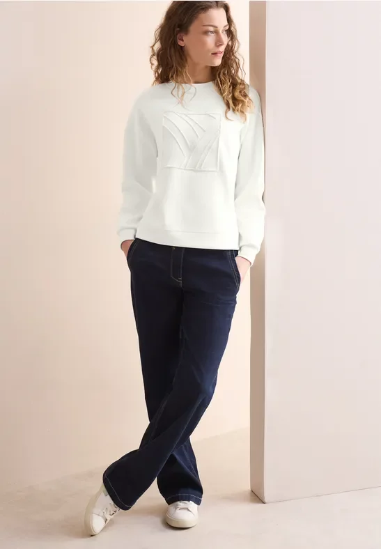 Thumbnail - Cecil Damen Sweatshirt mit Artwork in Weiß, Gr: XXL