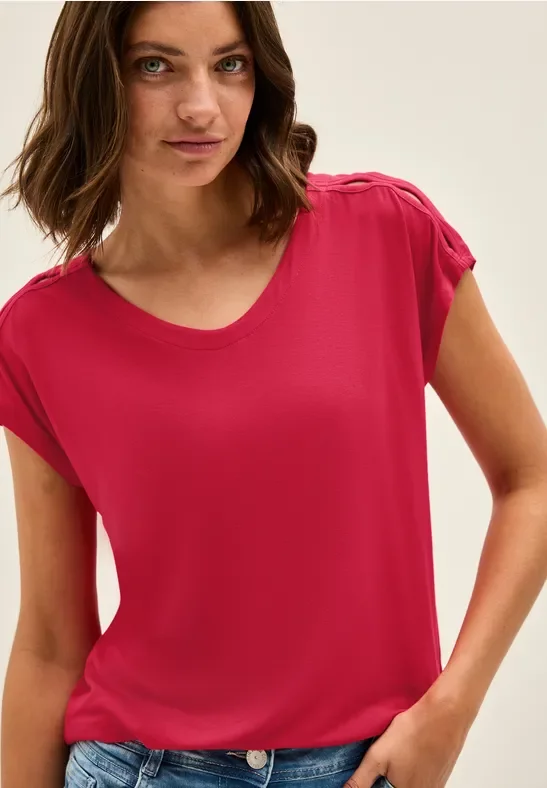 Thumbnail - Cecil Damen Shirt mit Cut-Out Details in Rot, Gr: XXL