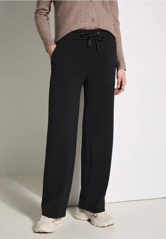 Cecil Damen Wide Leg Hose in Schwarz, Gr: S