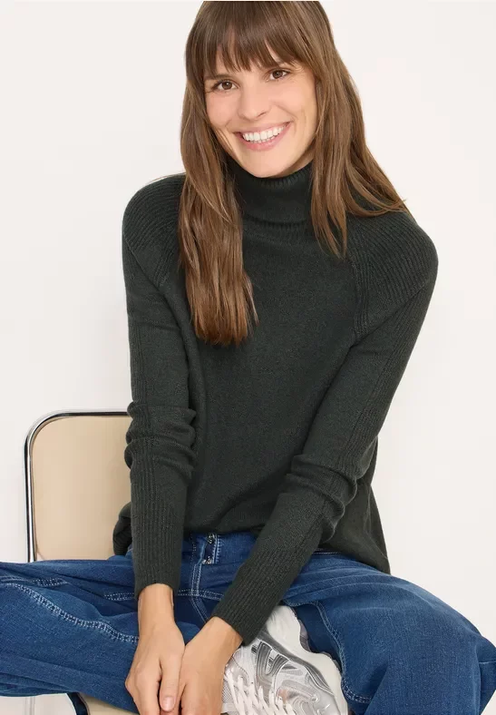 Cecil Damen Strukturmix Pullover in Grün, Gr: XS