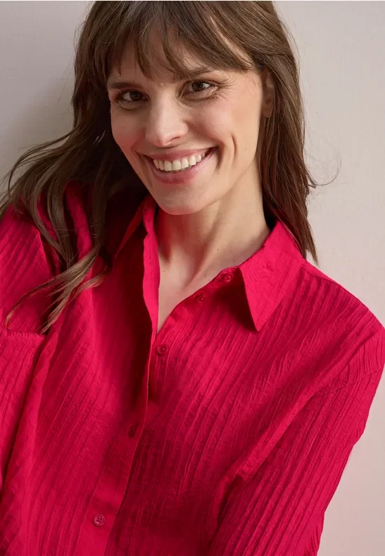 Thumbnail - Cecil Damen Kurze Strukturbluse in Rot, Gr: XXL