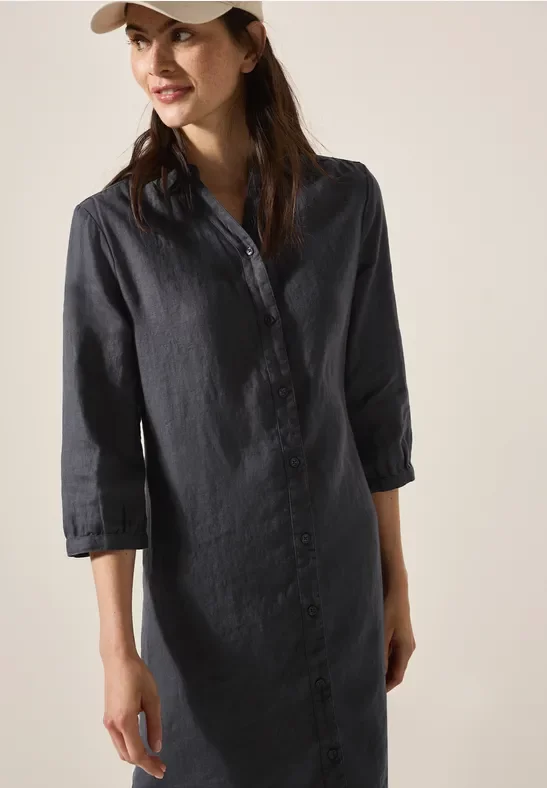 Thumbnail - Cecil Damen Blusenkleid aus Leinen in Grau, Gr: XS