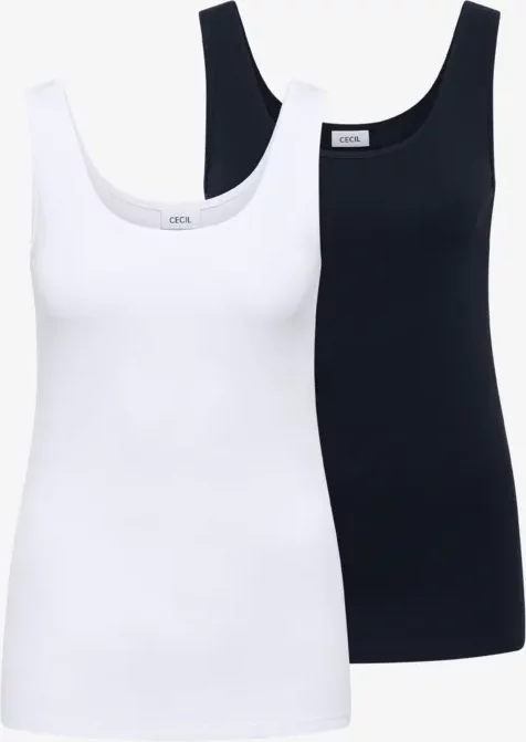 Cecil Damen Basic Top mit Rundhals im 2er-Pack in Multicolour, Gr: S