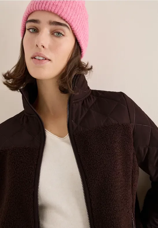 Thumbnail - Cecil Damen Teddy-Jacke mit Steppdetails in Braun, Gr: M