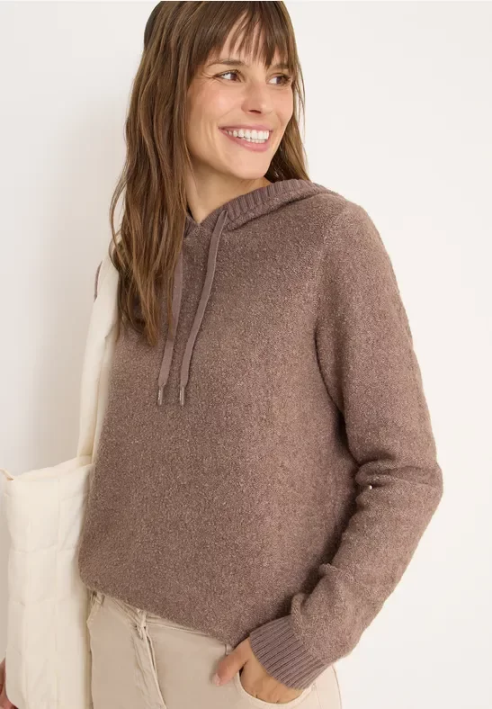Cecil Damen Softer Bouclé Strickpullover in Braun, Gr: L