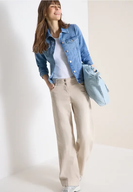 Cecil Damen Jeansjacke mit Brusttaschen und Knöpfen in Blau, Gr: L