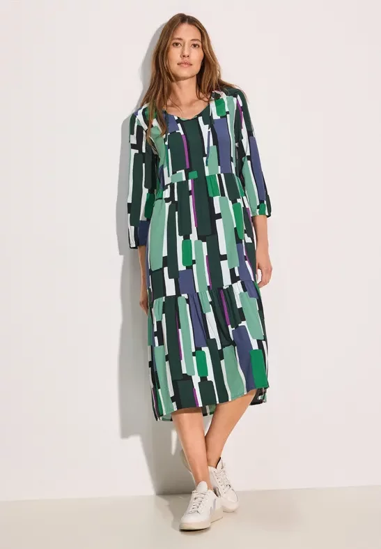 Cecil Damen Bedrucktes Midi-Kleid in Grün, Gr: XS