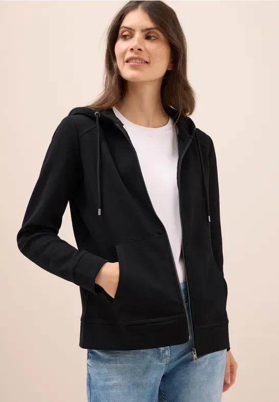 Thumbnail - Cecil Damen Sweatjacke mit Struktur in Schwarz, Gr: XS