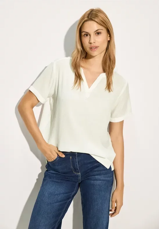 Cecil Damen T-Shirt-Bluse in Weiß, Gr: XL