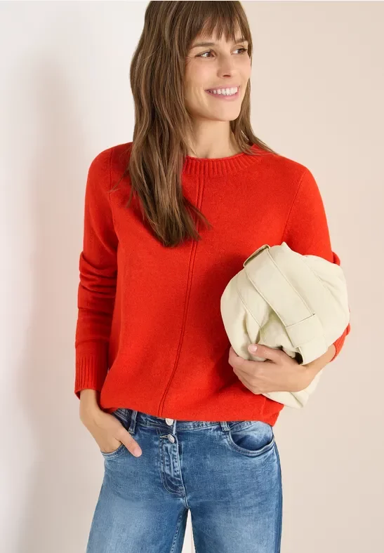 Cecil Damen Kuscheliger Pullover in Orange, Gr: M