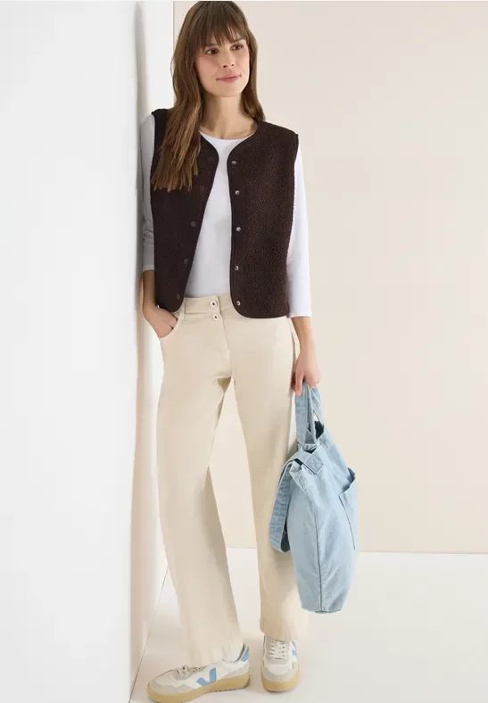 Cecil Damen Weste mit Knopfleiste in Braun, Gr: XL