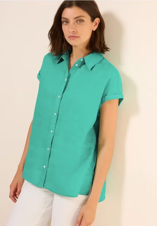 Thumbnail - Cecil Damen Leinen-Hemdbluse in Grün, Gr: XS