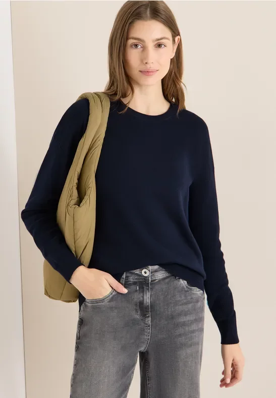 Cecil Damen Strick Sweatshirt in Blau, Gr: XS