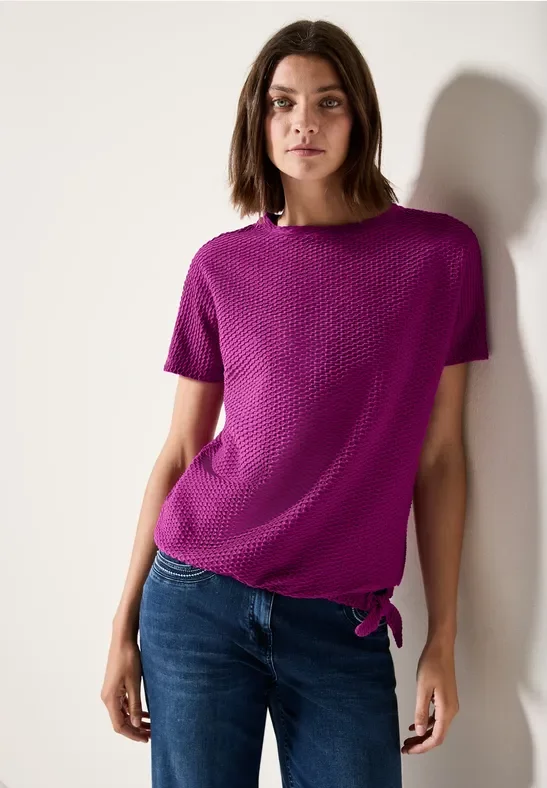 Cecil Damen T-Shirt mit Struktur in Pink, Gr: L