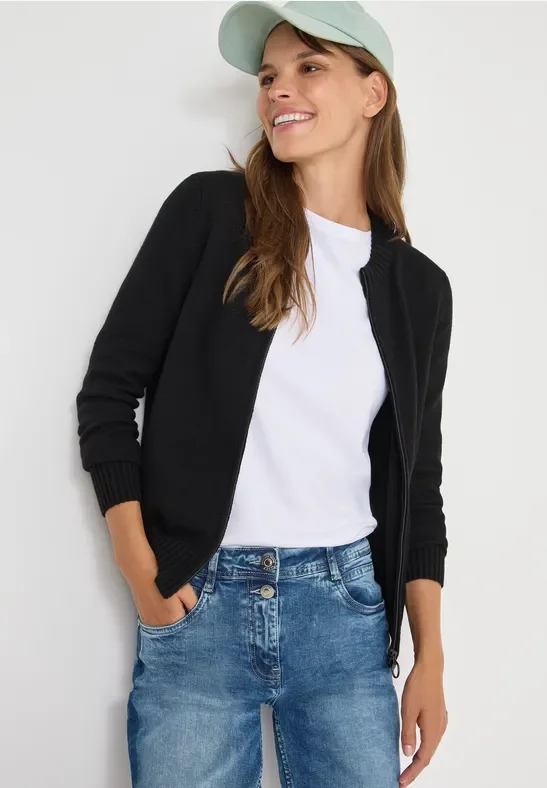 Cecil Damen Cardigan mit Zipper in Schwarz, Gr: L