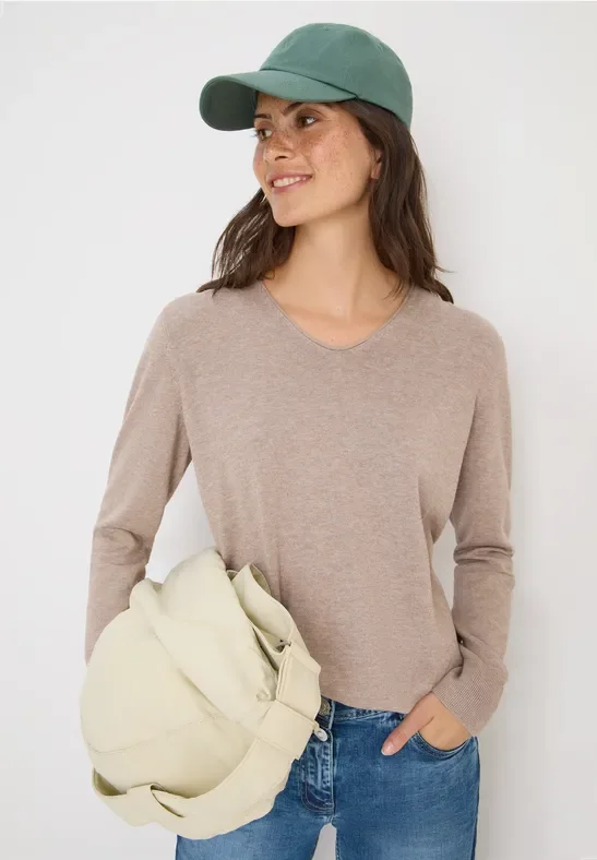Cecil Damen Basic Pullover in Braun, Gr: XL