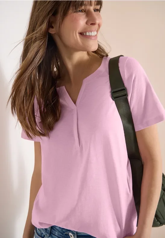 Cecil Damen Basic Shirt im Tunika-Look in Rosa, Gr: M