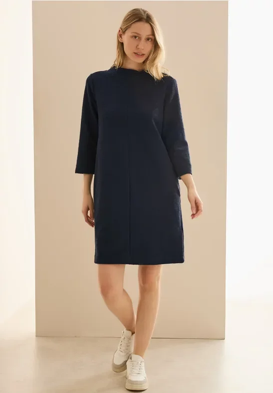 Thumbnail - Cecil Damen Strukturkleid in Unifarbe in Blau, Gr: S