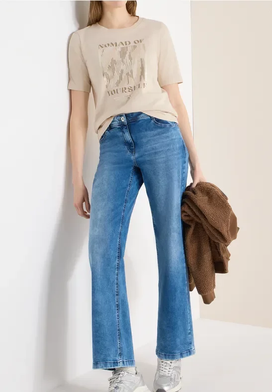 Cecil Damen T-Shirt mit Frontprint in Beige, Gr: L