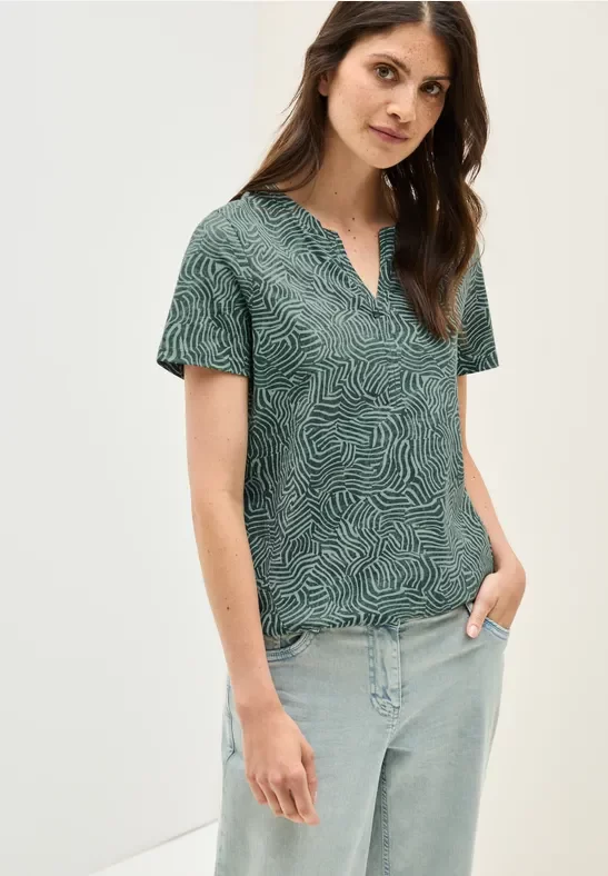 Cecil Damen Print-Shirt im Tunika-Look in Grün, Gr: XXL