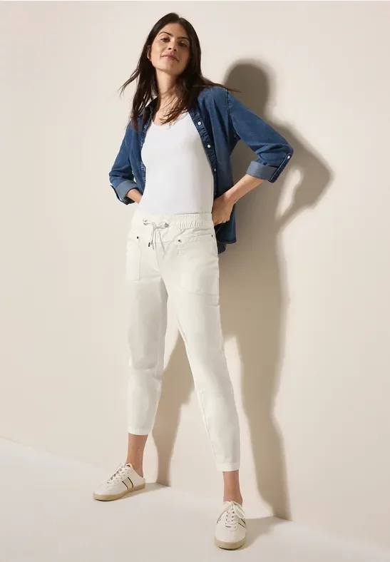 Thumbnail - Cecil Damen Hose im Washed-Look in Weiß, Gr: L