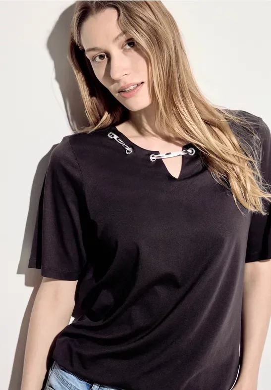 Thumbnail - Cecil Damen T-Shirt mit Print Detail in Rot, Gr: S