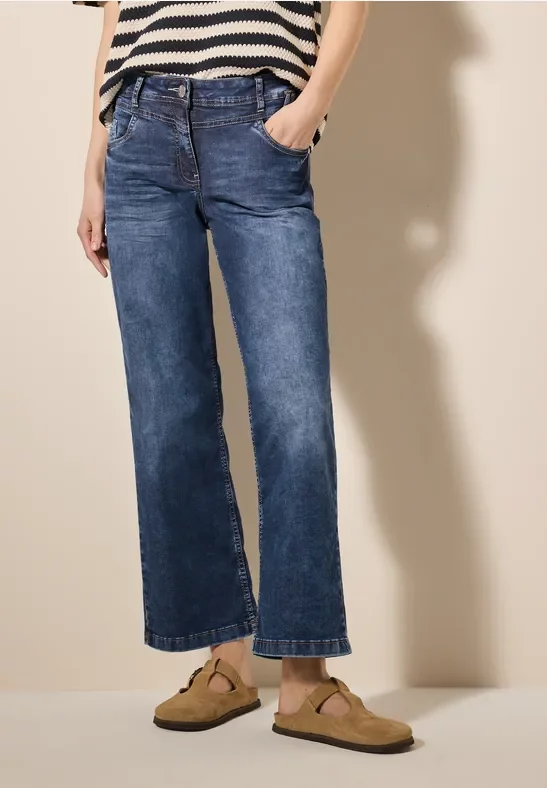 Cecil Damen Wide Leg Jeans in Blau, Gr: 25
