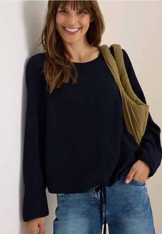 Cecil Damen Bluse mit Tunnelzug in Blau, Gr: L