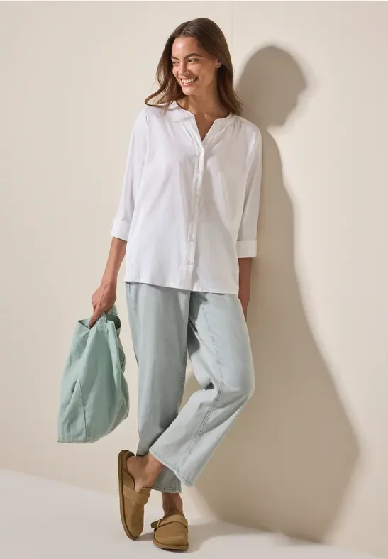 Cecil Damen Materialmix Bluse in Weiß, Gr: XXL