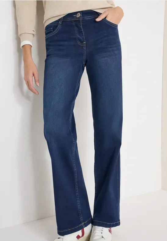 Cecil Damen Wide Leg Jeans in Blau, Gr: 38