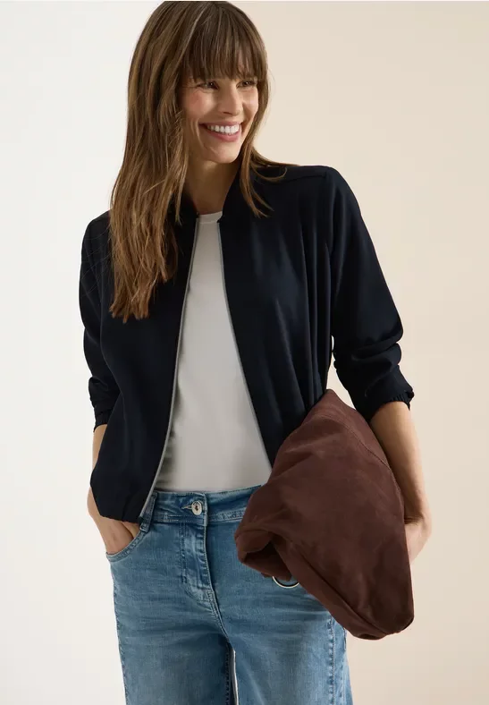 Cecil Damen Blouson mit Glitzerstreifen in Blau, Gr: XXL