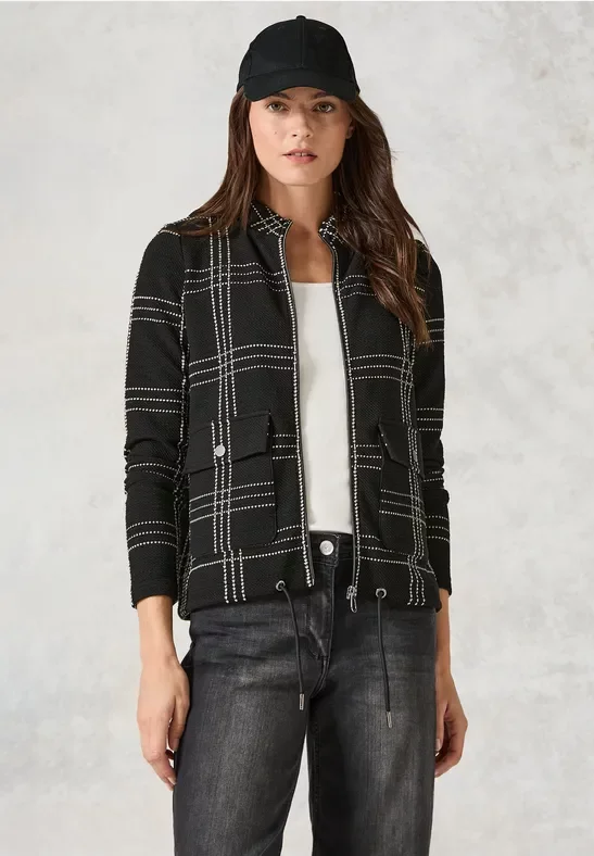 Cecil Damen Jaquard-Jacke in Schwarz, Gr: XXL