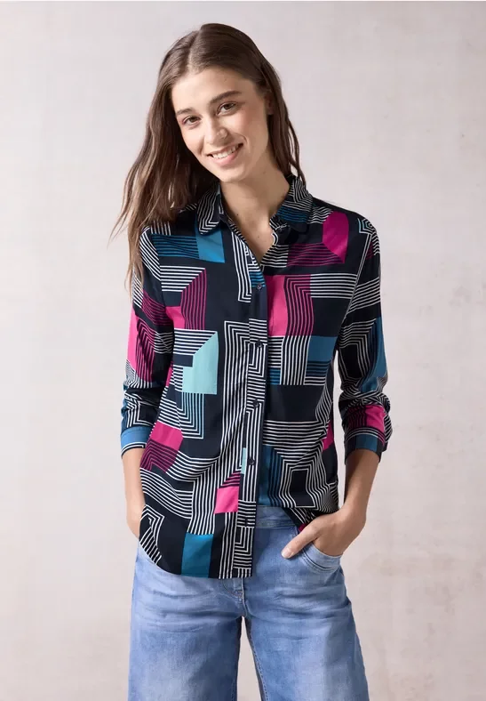 Cecil Damen Bedruckte Bluse in Blau, Gr: XXL