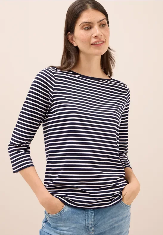 Thumbnail - Cecil Damen Gestreiftes Shirt in Blau, Gr: M