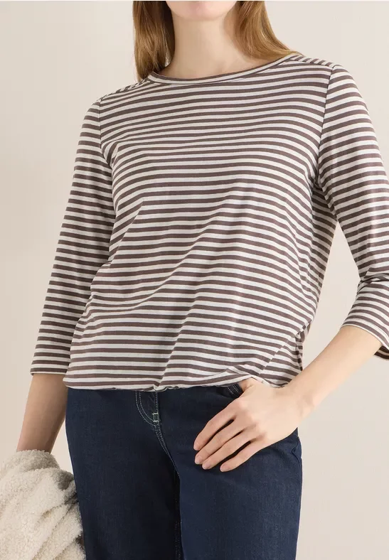 Cecil Damen Gestreiftes Shirt in Beige, Gr: 3XL