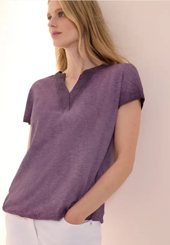 Cecil Damen T-Shirt in Washed-Optik in Pink, Gr: XS