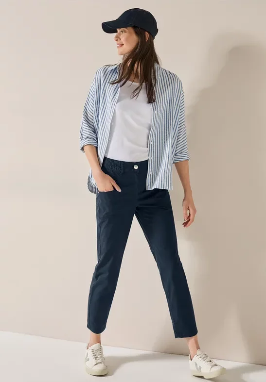 Cecil Damen Papertouch Hose in Blau, Gr: XS