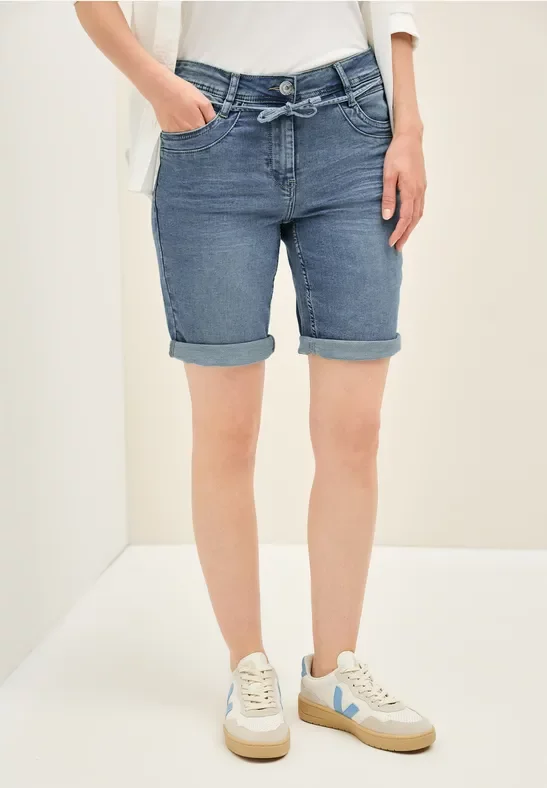 Cecil Damen Jogg Shorts im Denim Look in Blau, Gr: 36