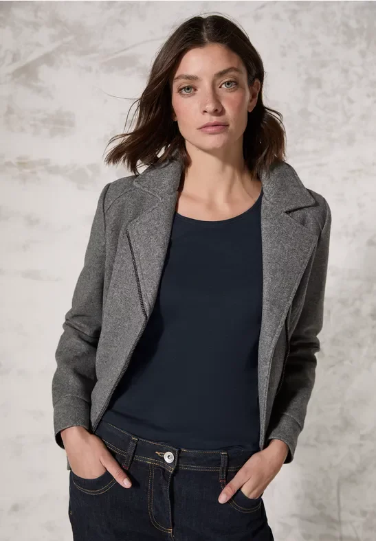 Cecil Damen T-Shirt in Unifarbe in Blau, Gr: M