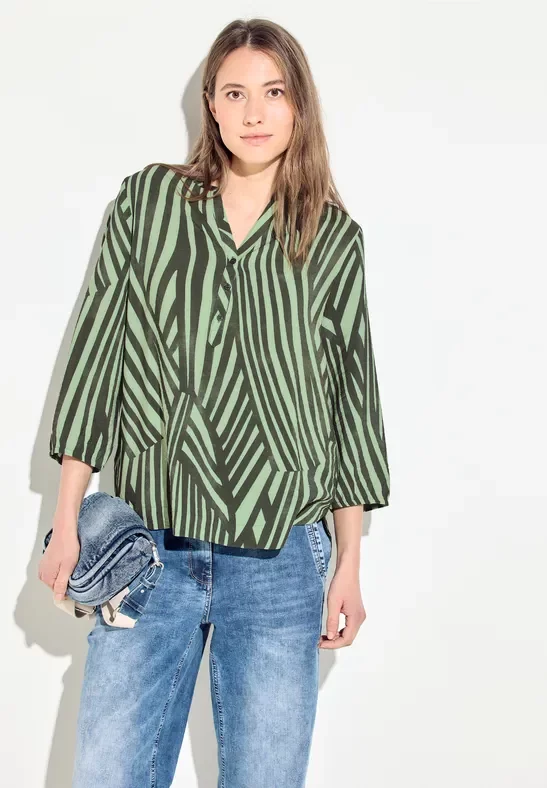 Thumbnail - Cecil Damen Bluse mit Streifen in Grün, Gr: XL