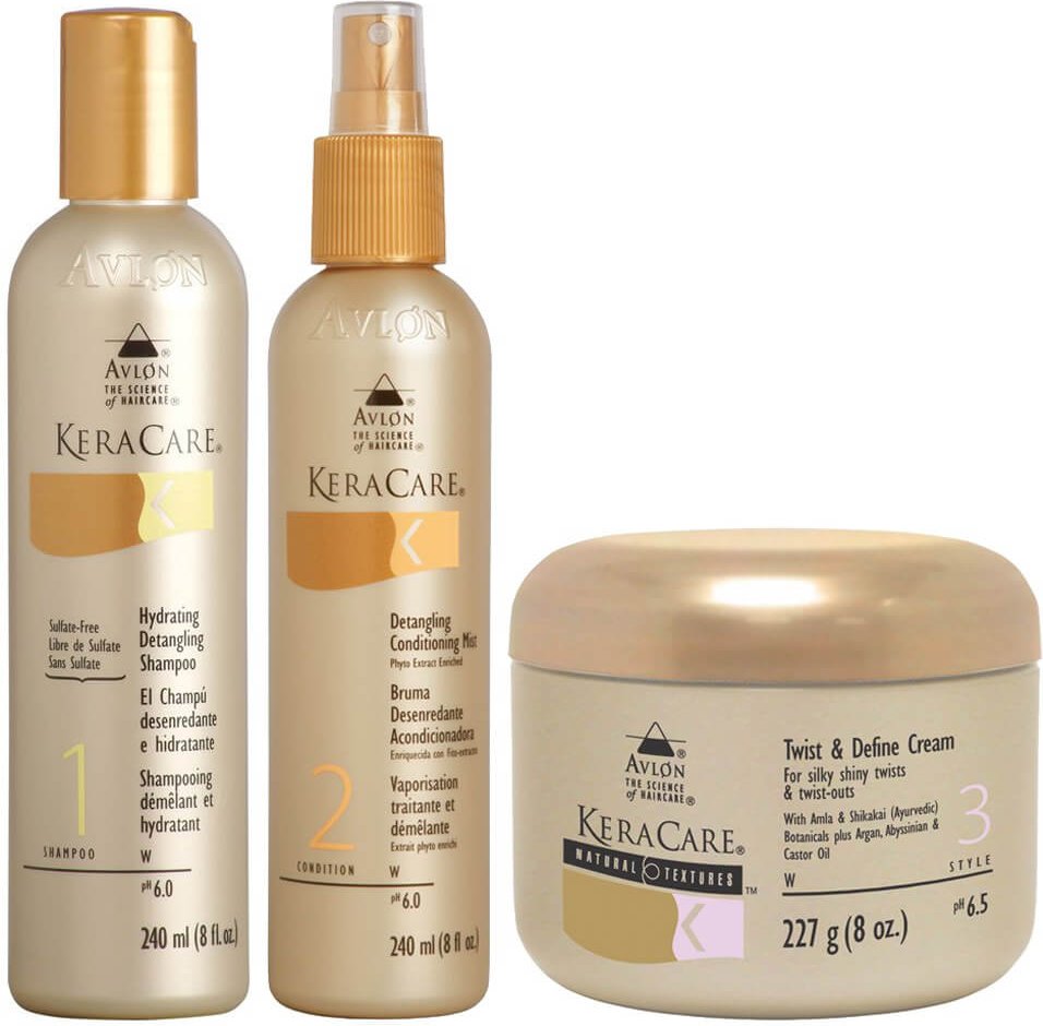 KeraCare Detangling Shampoo und Conditioner Duo mit Natural Textures Twist und Define Cream