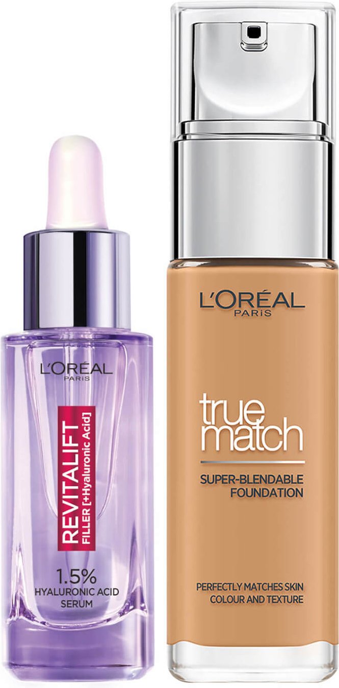 L'Oreal Paris Hyaluronic Acid Filler Serum und True Match Hyaluronic Acid Foundation Duo (verschiedene Farbtöne) - 5.5W ...