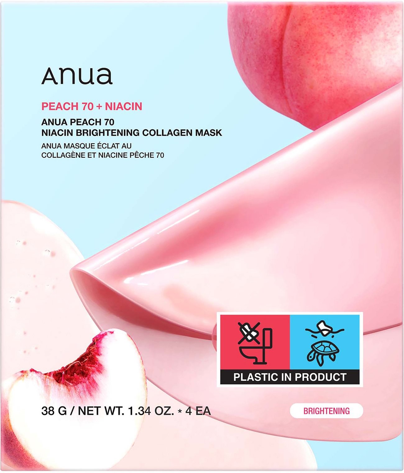 Anua Peach 70 Niacin Brightening Collagen Mask (4 Sheets) 38g