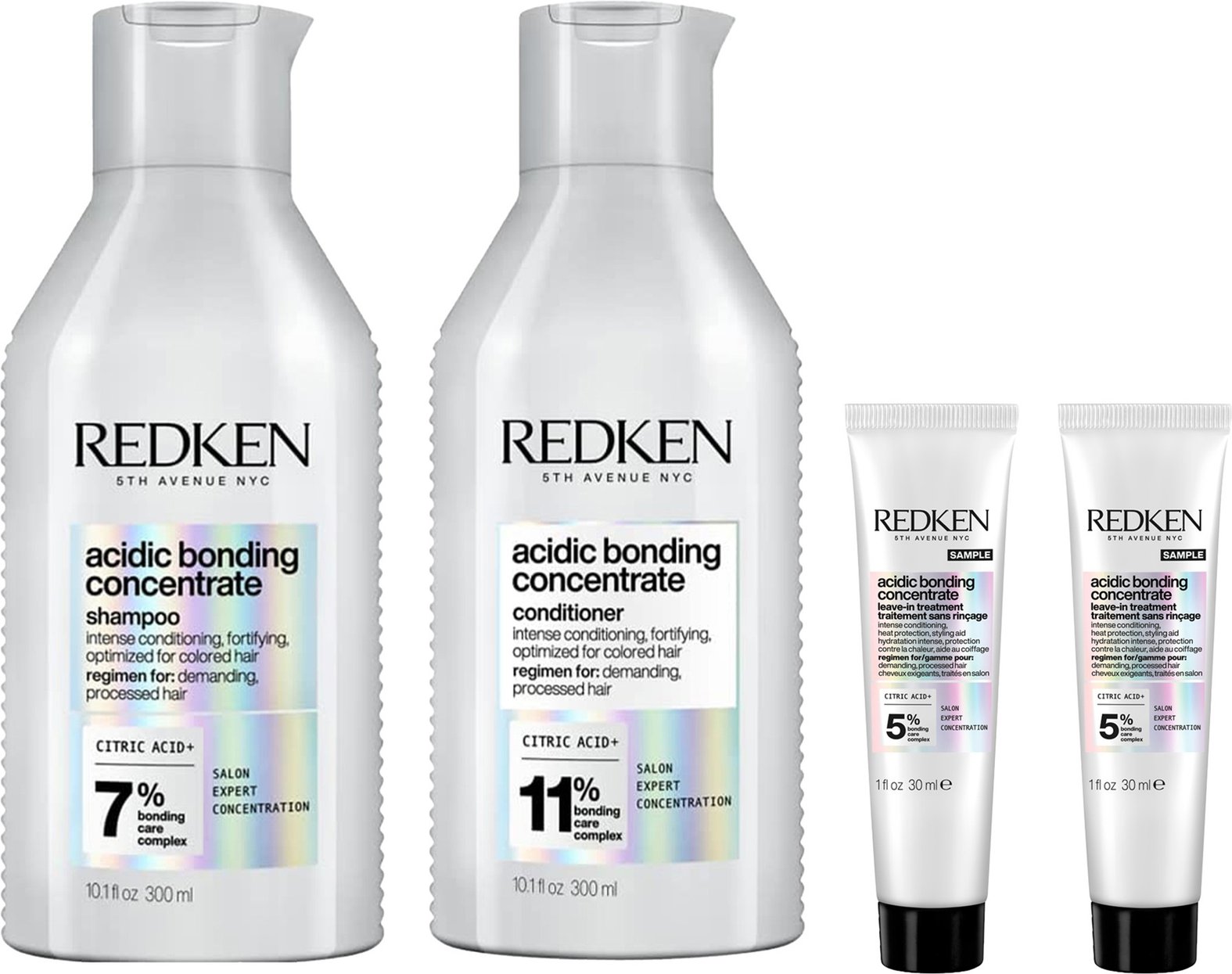 Redken Acidic Bonding Concentrate Shampoo and Conditioner 300ml with Leave-In Treatment 2 x 30ml, Bond Repair for Damage...