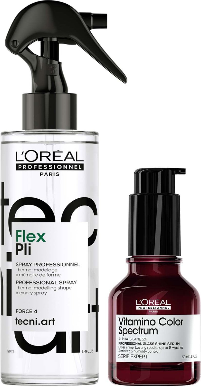 L'Oréal Professionnel: Tecni Art Pli Thermo modelling Hair Styling Spray & Vitamino Spectrum Glass Shine Serum, Anti-Fri...