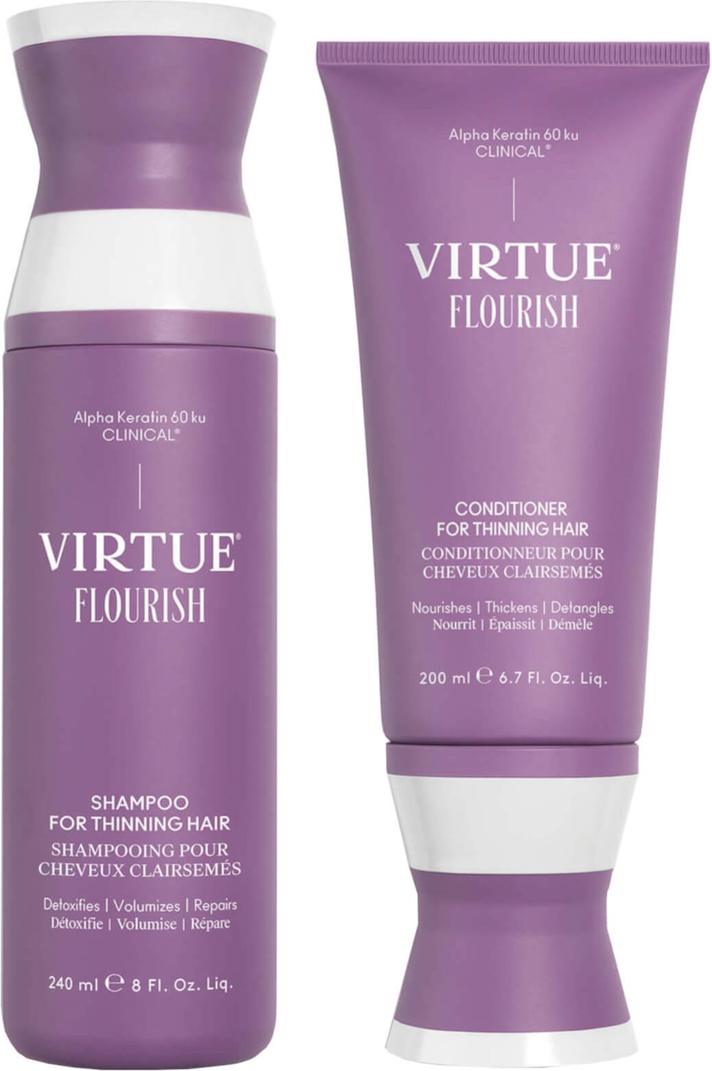 VIRTUE Flourish Shampoo and Conditioner for Thinning Hair Bundle